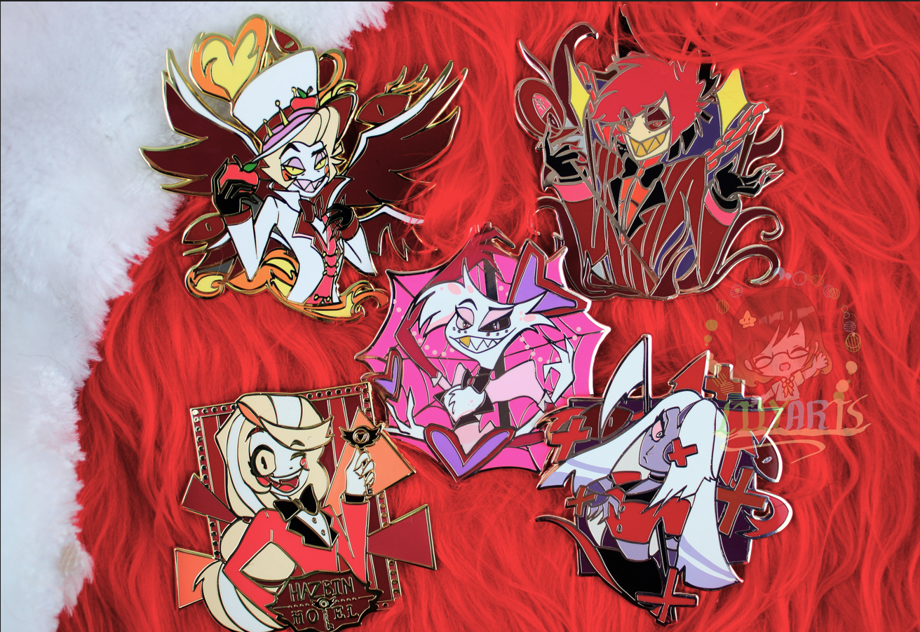Hazbin Hotel- Enamel Pin (Lucifer, Alastor, Charlie, Vaggie and Angel Dust)