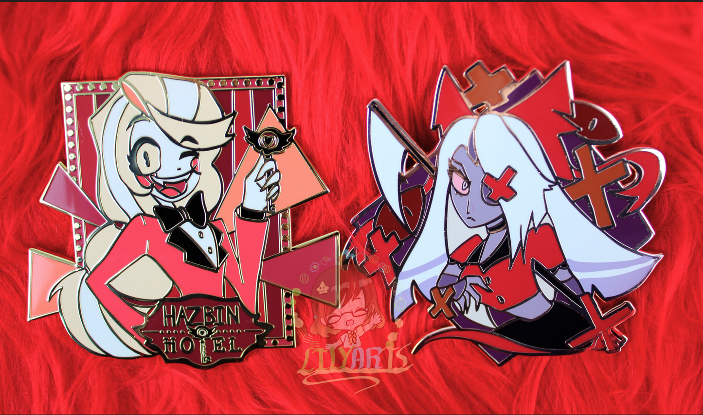 Hazbin Hotel- Enamel Pin (Lucifer, Alastor, Charlie, Vaggie and Angel Dust)