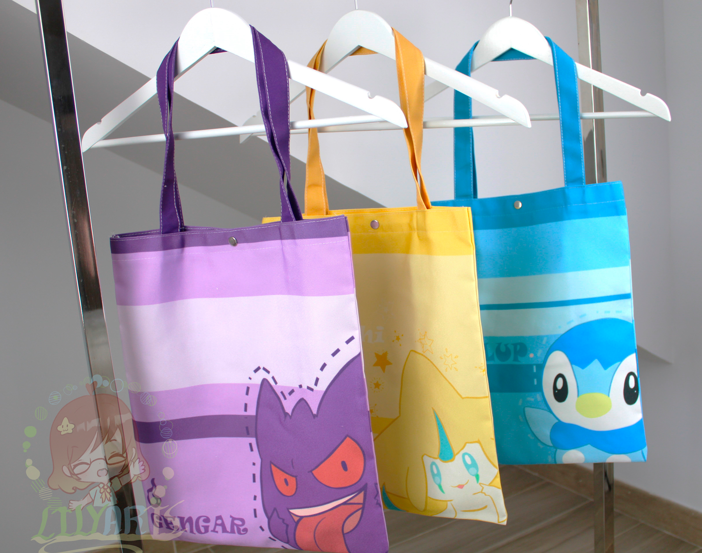 Pokemon totebag - Gengar, Jirachi and Piplup