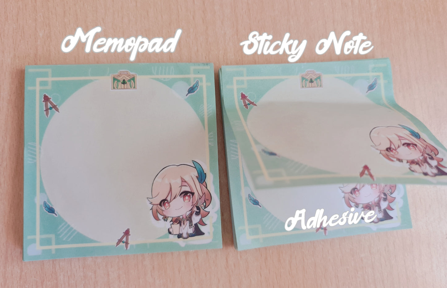 Albedo, Kaveh Memopad/Sticky Notes + Pencil - Genshin Impact