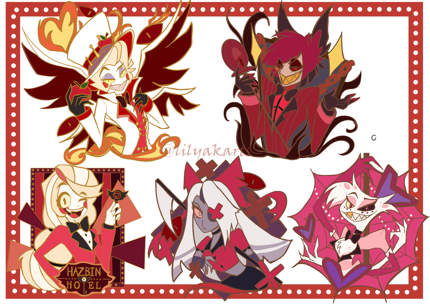 Hazbin Hotel- Enamel Pin (Lucifer, Alastor, Charlie, Vaggie and Angel Dust)